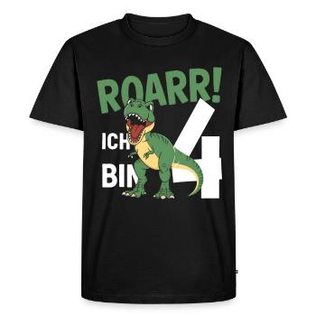 4ème anniversaire 4 ans Dino Dinosaur Fan - T-shirt Premium bio Homme - noir - Devant - Nico (187cm)