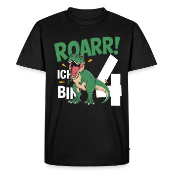 4ème anniversaire 4 ans Dino Dinosaur Fan - T-shirt Premium bio Homme - noir - Devant - Nico (187cm)