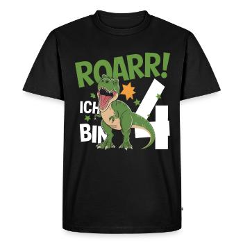 Fan de dinosaures Dino 4e anniversaire 4 ans - T-shirt Premium bio Homme - noir - Devant - Nico (187cm)