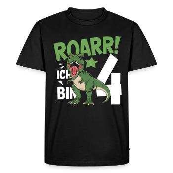 Fan de dinosaures Dino 4e anniversaire 4 ans - T-shirt Premium bio Homme - noir - Devant - Nico (187cm)