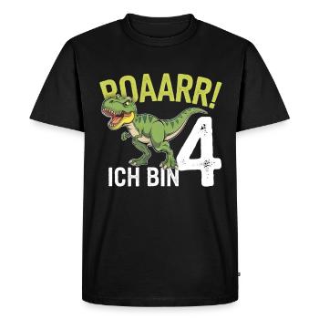 4ème anniversaire 4 ans Dino Dinosaur Fan - T-shirt Premium bio Homme - noir - Devant - Nico (187cm)