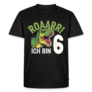 6ème anniversaire 6 ans Dino Dinosaur Fan - T-shirt Premium bio Homme - noir - Devant - Nico (187cm)