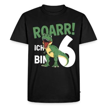 6ème anniversaire 6 ans Dino Dinosaur Fan - T-shirt Premium bio Homme - noir - Devant - Nico (187cm)