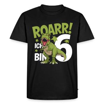 6ème anniversaire 6 ans Dino Dinosaur Fan - T-shirt Premium bio Homme - noir - Devant - Nico (187cm)