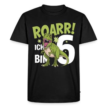 6ème anniversaire 6 ans Dino Dinosaur Fan - T-shirt Premium bio Homme - noir - Devant - Nico (187cm)