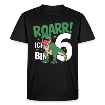 6ème anniversaire 6 ans Dino Dinosaur Fan - T-shirt Premium bio Homme - noir - Devant - Nico (187cm)