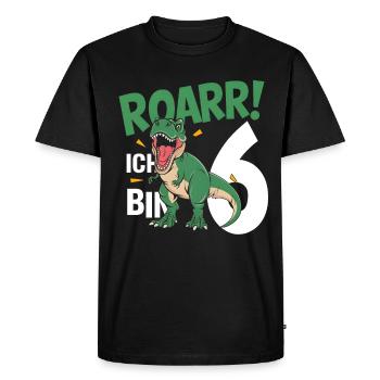 6ème anniversaire 6 ans Dino Dinosaur Fan - T-shirt Premium bio Homme - noir - Devant - Nico (187cm)