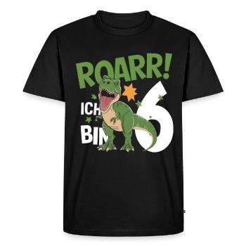 6ème anniversaire 6 ans Dino Dinosaur Fan - T-shirt Premium bio Homme - noir - Devant - Nico (187cm)