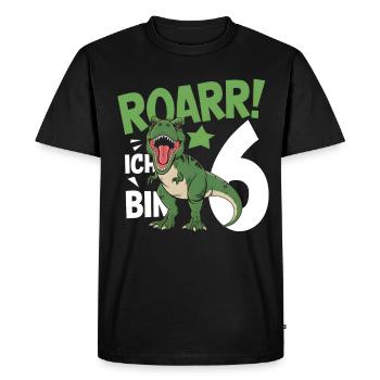 6ème anniversaire 6 ans Dino Dinosaur Fan - T-shirt Premium bio Homme - noir - Devant - Nico (187cm)