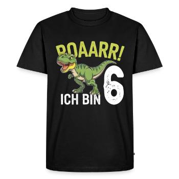 6ème anniversaire 6 ans Dino Dinosaur Fan - T-shirt Premium bio Homme - noir - Devant - Nico (187cm)