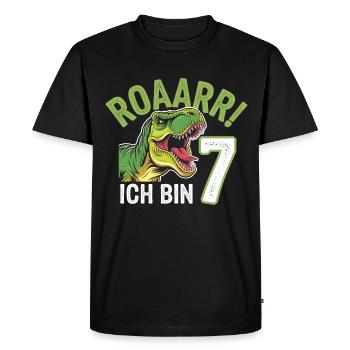 7ème anniversaire 7 ans Dino Dinosaur Fan - T-shirt Premium bio Homme - noir - Devant - Nico (187cm)