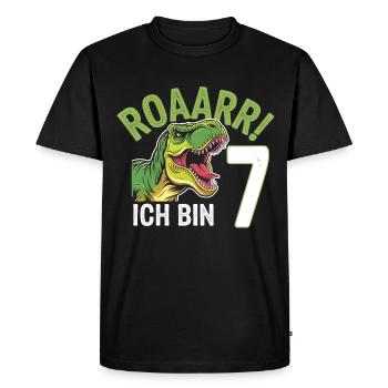 7ème anniversaire 7 ans Dino Dinosaur Fan - T-shirt Premium bio Homme - noir - Devant - Nico (187cm)