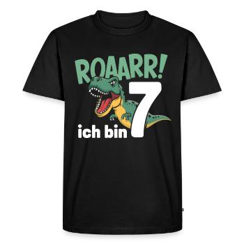 7ème anniversaire 7 ans Dino Dinosaur Fan - T-shirt Premium bio Homme - noir - Devant - Nico (187cm)