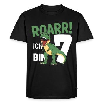 7ème anniversaire 7 ans Dino Dinosaur Fan - T-shirt Premium bio Homme - noir - Devant - Nico (187cm)