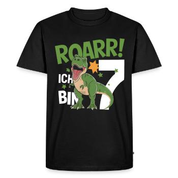 7ème anniversaire 7 ans Dino Dinosaur Fan - T-shirt Premium bio Homme - noir - Devant - Nico (187cm)