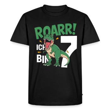 7. Geburtstag 7 Jahre Dino Dinosaurier Fan - Männer Premium Bio T-Shirt - Schwarz - Vorne - Nico (187cm)