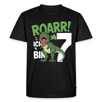 7ème anniversaire 7 ans Dino Dinosaur Fan - T-shirt Premium bio Homme - noir - Devant - Nico (187cm)