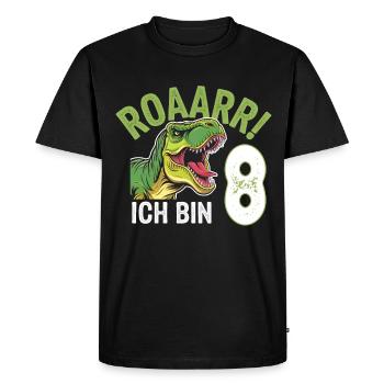 8e anniversaire 8 ans Dino Dinosaur Fan - T-shirt Premium bio Homme - noir - Devant - Nico (187cm)