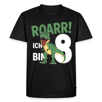 8e anniversaire 8 ans Dino Dinosaur Fan - T-shirt Premium bio Homme - noir - Devant - Nico (187cm)