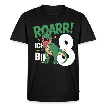 8e anniversaire 8 ans Dino Dinosaur Fan - T-shirt Premium bio Homme - noir - Devant - Nico (187cm)