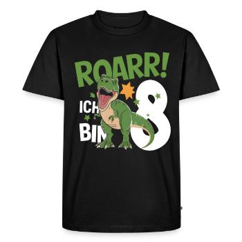 8e anniversaire 8 ans Dino Dinosaur Fan - T-shirt Premium bio Homme - noir - Devant - Nico (187cm)