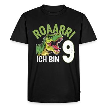 9e anniversaire 9 ans Dino Dinosaur Fan - T-shirt Premium bio Homme - noir - Devant - Nico (187cm)