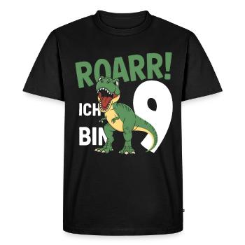 9e anniversaire 9 ans Dino Dinosaur Fan - T-shirt Premium bio Homme - noir - Devant - Nico (187cm)