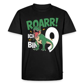 9e anniversaire 9 ans Dino Dinosaur Fan - T-shirt Premium bio Homme - noir - Devant - Nico (187cm)