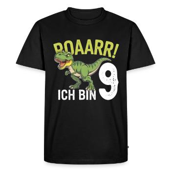 9e anniversaire 9 ans Dino Dinosaur Fan - T-shirt Premium bio Homme - noir - Devant - Nico (187cm)