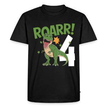 4ème anniversaire 4 ans Dino Dinosaur Fan - T-shirt Premium bio Homme - noir - Devant - Nico (187cm)