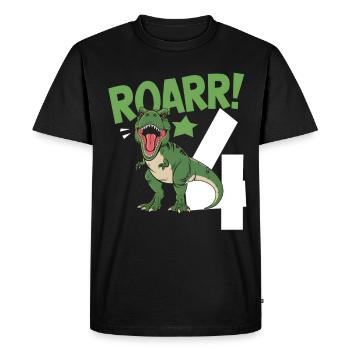 4ème anniversaire 4 ans Dino Dinosaur Fan - T-shirt Premium bio Homme - noir - Devant - Nico (187cm)