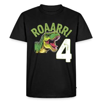 4ème anniversaire 4 ans Dino Dinosaur Fan - T-shirt Premium bio Homme - noir - Devant - Nico (187cm)