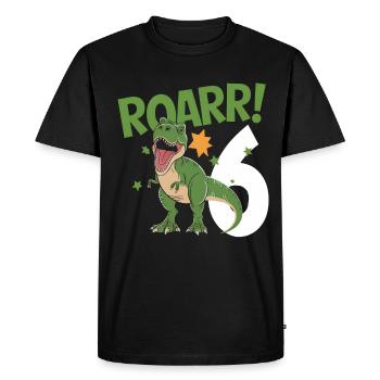 6ème anniversaire 6 ans Dino Dinosaur Fan - T-shirt Premium bio Homme - noir - Devant - Nico (187cm)