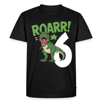 6ème anniversaire 6 ans Dino Dinosaur Fan - T-shirt Premium bio Homme - noir - Devant - Nico (187cm)