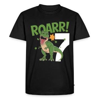 7ème anniversaire 7 ans Dino Dinosaur Fan - T-shirt Premium bio Homme - noir - Devant - Nico (187cm)