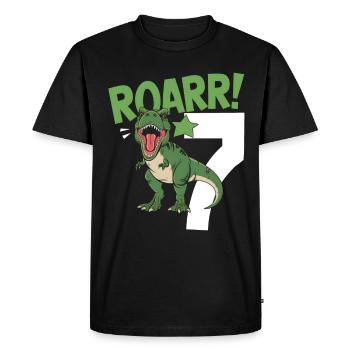 7ème anniversaire 7 ans Dino Dinosaur Fan - T-shirt Premium bio Homme - noir - Devant - Nico (187cm)