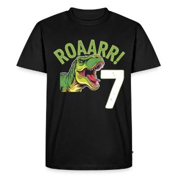 7ème anniversaire 7 ans Dino Dinosaur Fan - T-shirt Premium bio Homme - noir - Devant - Nico (187cm)