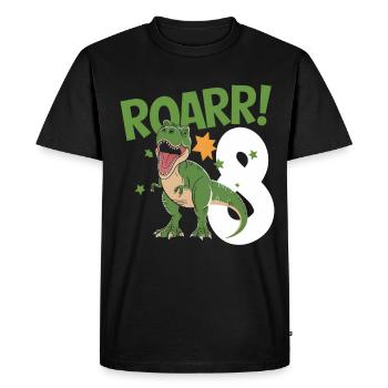 8e anniversaire 8 ans Dino Dinosaur Fan - T-shirt Premium bio Homme - noir - Devant - Nico (187cm)