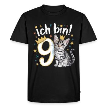 9ème anniversaire Chat Chaton Anniversaire des enfants - T-shirt Premium bio Homme - noir - Devant - Nico (187cm)