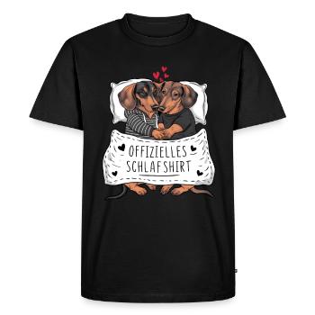 Chemise de nuit officielle Couple de teckels mignons - T-shirt Premium bio Homme - noir - Devant - Nico (187cm)