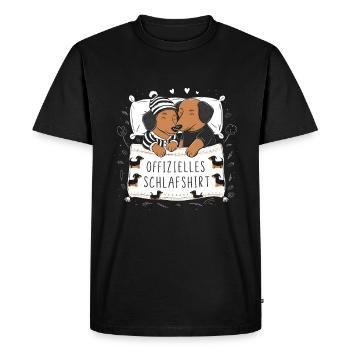 Chemise de nuit officielle Couple de teckels mignons - T-shirt Premium bio Homme - noir - Devant - Nico (187cm)