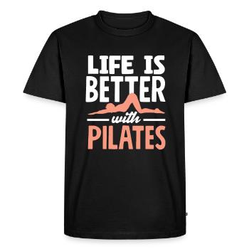 Life is better with Pilates - Men's Premium Organic T-Shirt - black - Front - Nico (187cm)