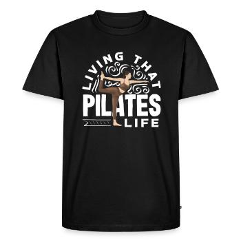 Enjoy Pilates life every day - Men's Premium Organic T-Shirt - black - Front - Nico (187cm)