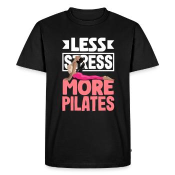 Less stress, more Pilates, relaxation - Men's Premium Organic T-Shirt - black - Front - Nico (187cm)
