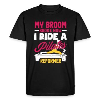 Mon balai m’a emmené au réformateur de Pilates - T-shirt Premium bio Homme - noir - Devant - Nico (187cm)