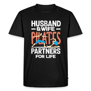 Pilates Partner For Life Couple - Men's Premium Organic T-Shirt - black - Front - Nico (187cm)