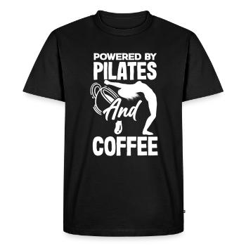 Powered by Pilates and Coffee - Men's Premium Organic T-Shirt - black - Front - Nico (187cm)
