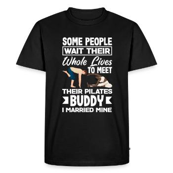 Pilates Buddy I Married Mine - Men's Premium Organic T-Shirt - black - Front - Nico (187cm)