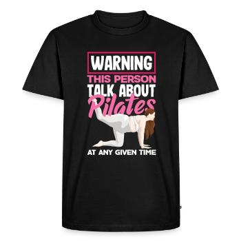 Attention: This person is talking about Pilates - Men's Premium Organic T-Shirt - black - Front - Nico (187cm)