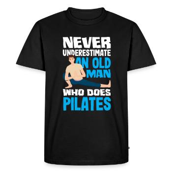 Never underestimate an old man of Pilates - Men's Premium Organic T-Shirt - black - Front - Nico (187cm)